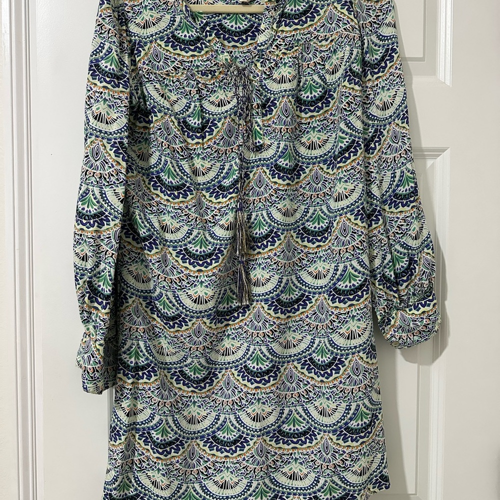 Patterned Long Sleeve Dress